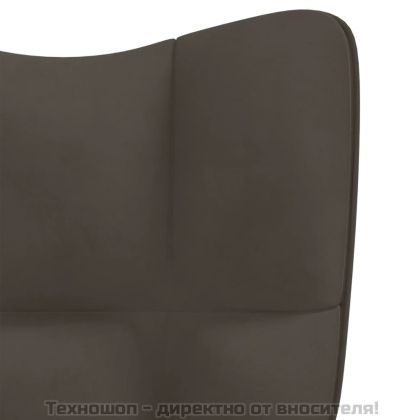 Люлеещ стол с табуретка, тъмносив, кадифе