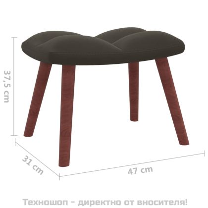 Люлеещ стол с табуретка, тъмносив, кадифе