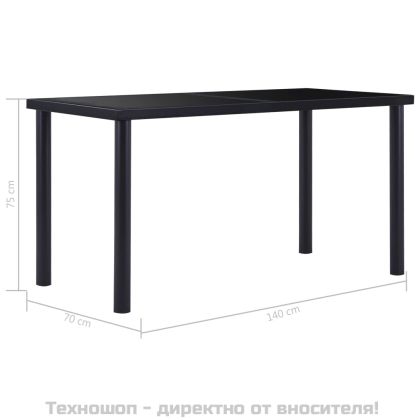 Трапезна маса, черна, 140x70x75 см, закалено стъкло