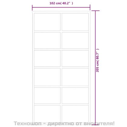 Плъзгаща се врата с механизъм ESG стъкло и алуминий 102x205 см