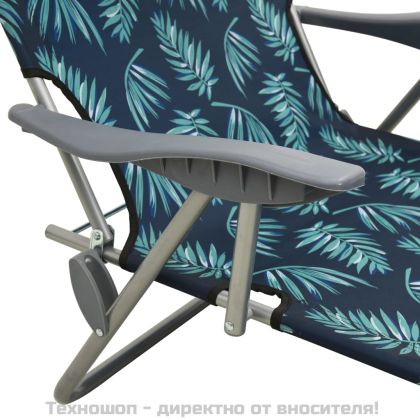 Шезлонг с навес, стомана, принт на листа