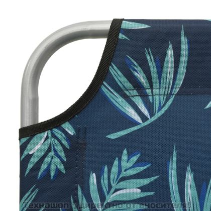 Шезлонг с навес, стомана, принт на листа