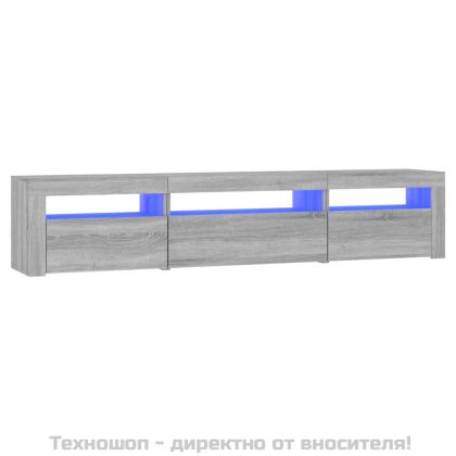 ТВ шкаф с LED осветление, сив сонома, 195x35x40 см