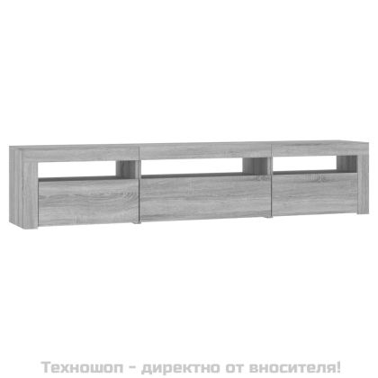 ТВ шкаф с LED осветление, сив сонома, 195x35x40 см