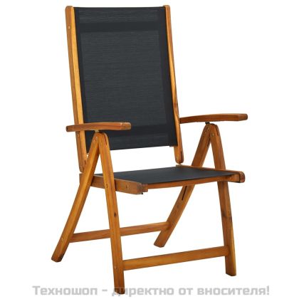 Сгъваеми градински столове, 2 бр, акация масив и textilene