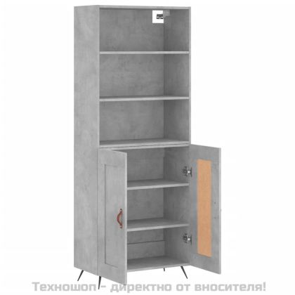 Висок шкаф, бетонно сив, 69,5x34x180 см, инженерно дърво