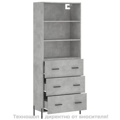 Висок шкаф, бетонно сив, 69,5x34x180 см, инженерно дърво