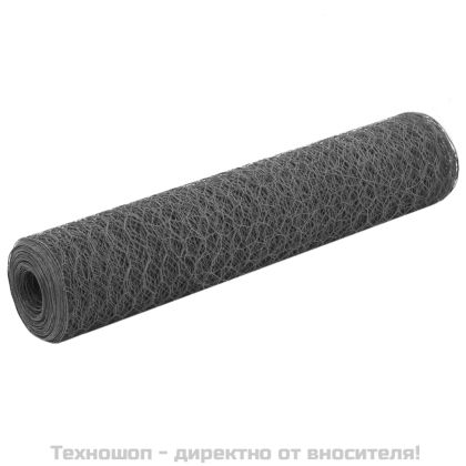 Кокошкарска мрежа, стомана с PVC покритие, 25х0,75 м, сива