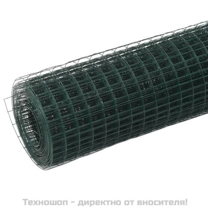 Кокошкарска мрежа, стомана с PVC покритие, 10x0,5 м, зелена
