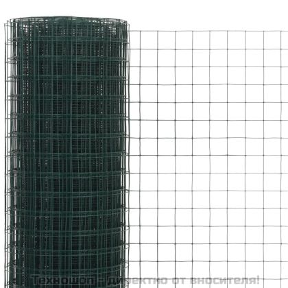 Кокошкарска мрежа, стомана с PVC покритие, 10x0,5 м, зелена
