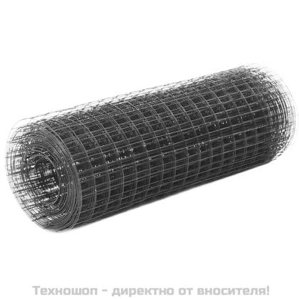 Кокошкарска мрежа, стомана с PVC покритие, 10x0,5 м, сива