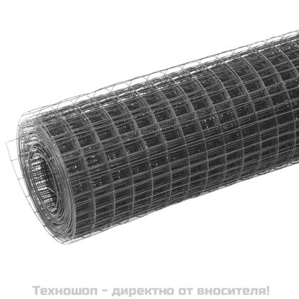 Кокошкарска мрежа, стомана с PVC покритие, 10x0,5 м, сива