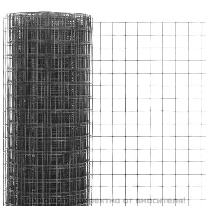 Кокошкарска мрежа, стомана с PVC покритие, 10x0,5 м, сива