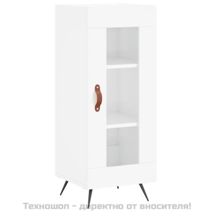 Висок шкаф, бял гланц, 34,5x34x180 см, инженерно дърво
