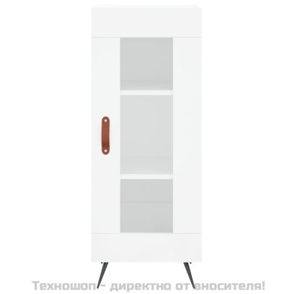 Висок шкаф, бял гланц, 34,5x34x180 см, инженерно дърво