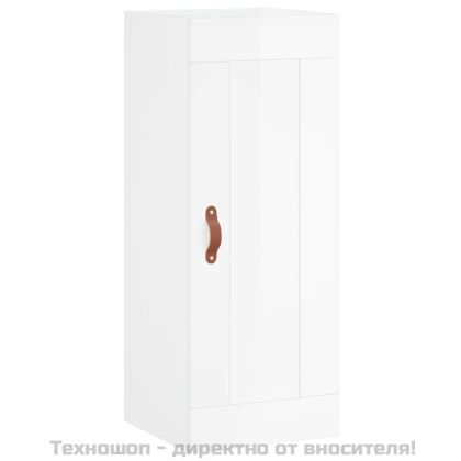 Висок шкаф, бял гланц, 34,5x34x180 см, инженерно дърво