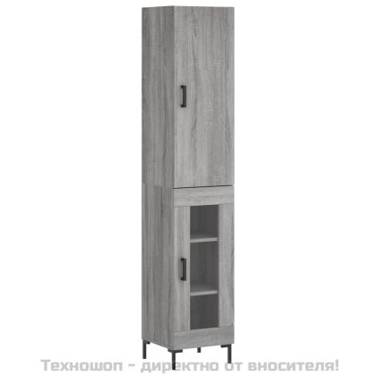 Висок шкаф, сив сонома, 34,5x34x180 см, инженерно дърво