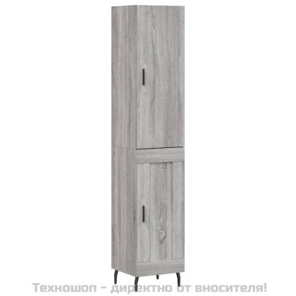 Висок шкаф, сив сонома, 34,5x34x180 см, инженерно дърво