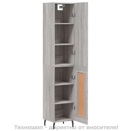 Висок шкаф, сив сонома, 34,5x34x180 см, инженерно дърво