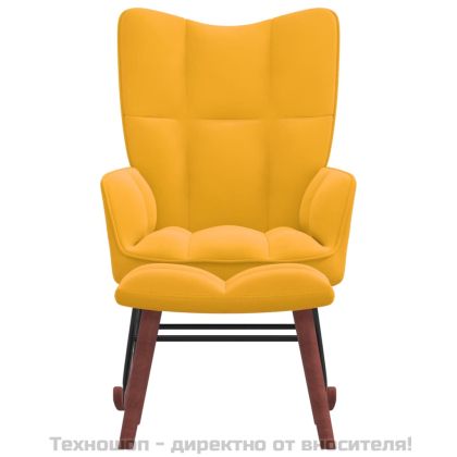 Люлеещ се стол с табуретка, горчица, кадифе