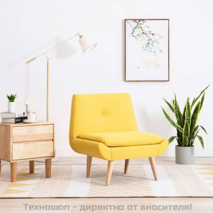 Тапициран стол, жълт, текстил