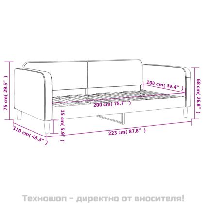 Кушетка, сива, 100x200 см, плат