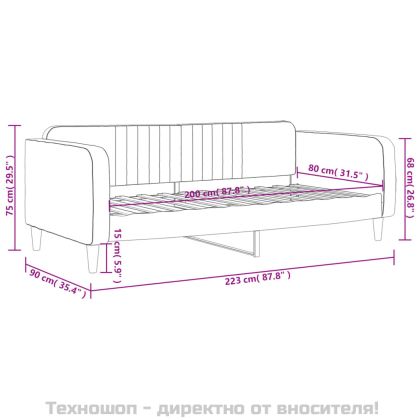 Кушетка, черна, 80x200 см, кадифе