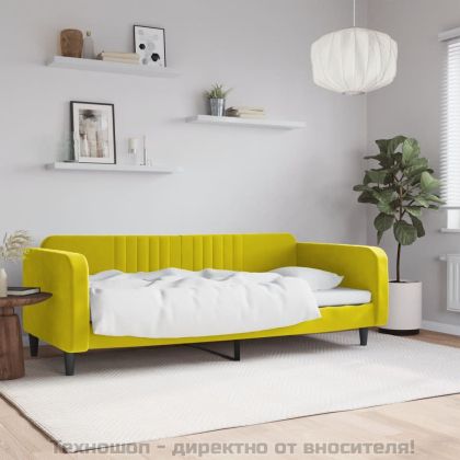 Кушетка, жълта, 100x200 см, кадифе