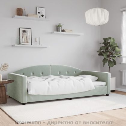 Кушетка, светлосива, 100x200 см, кадифе