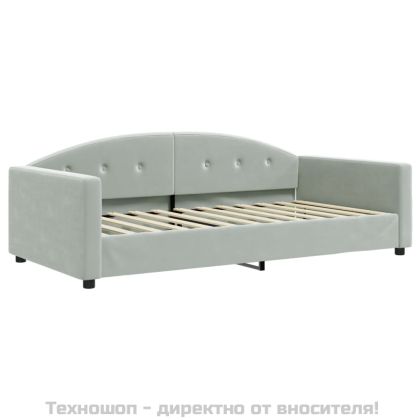 Кушетка, светлосива, 100x200 см, кадифе