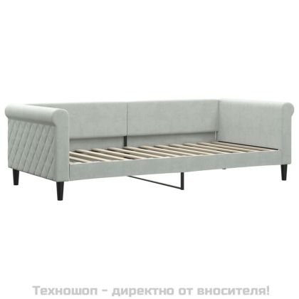 Кушетка, светлосива, 90x200 см, кадифе