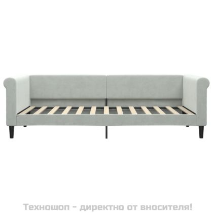 Кушетка, светлосива, 90x200 см, кадифе