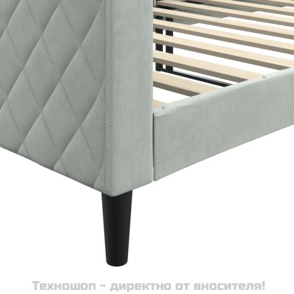 Кушетка, светлосива, 90x200 см, кадифе