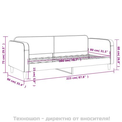 Кушетка, черна, 80x200 см, плат