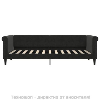 Кушетка, черна, 80x200 см, кадифе