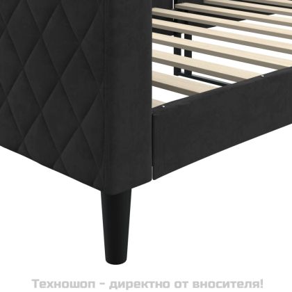 Кушетка, черна, 80x200 см, кадифе