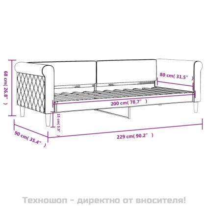 Кушетка, черна, 80x200 см, кадифе