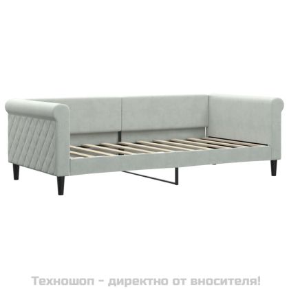Кушетка, светлосива, 90x190 см, кадифе