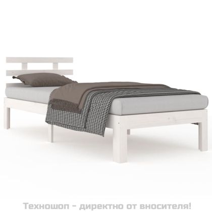 Рамка за легло бяла масивно дърво 75x190 см Small Single