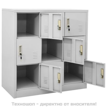 Заключващи се шкафове, 5 бр, светлосиви, 90x45x92,5 см, стомана