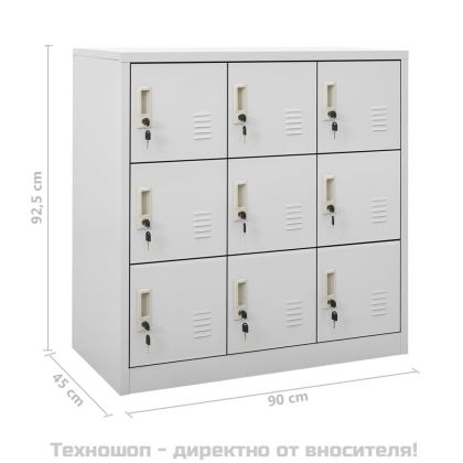 Заключващи се шкафове, 5 бр, светлосиви, 90x45x92,5 см, стомана