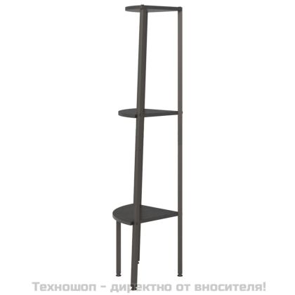 Ъглова етажерка с 3 рафта черна 45,5x31,5x120 см