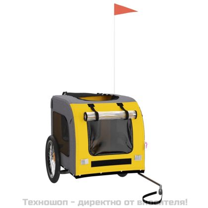 Ремарке за колело за любимци жълт и сив Оксфорд плат и желязо