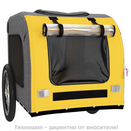 Ремарке за колело за любимци жълт и сив Оксфорд плат и желязо