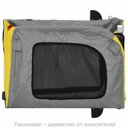 Ремарке за колело за любимци жълт и сив Оксфорд плат и желязо