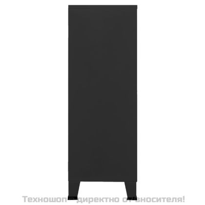 Индустриален скрин за съхранение, черен, 75x40x115 cм, метал