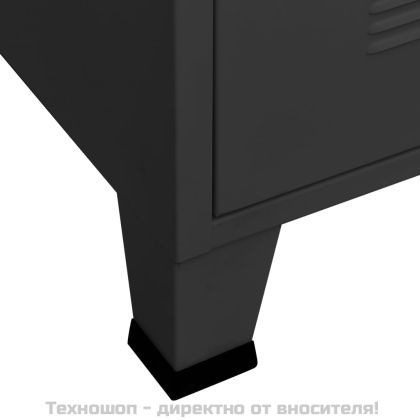 Индустриален скрин за съхранение, черен, 75x40x115 cм, метал