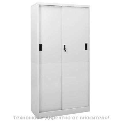 Офис шкаф с плъзгаща се врата, светлосив, 90x40x180 см, стомана