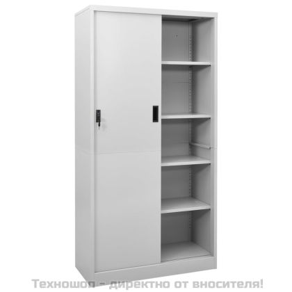 Офис шкаф с плъзгаща се врата, светлосив, 90x40x180 см, стомана