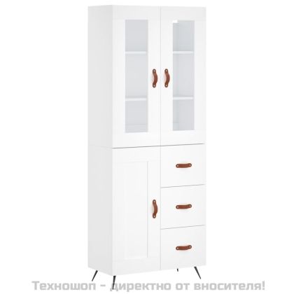 Висок шкаф, бял, 69,5x34x180 см, инженерно дърво